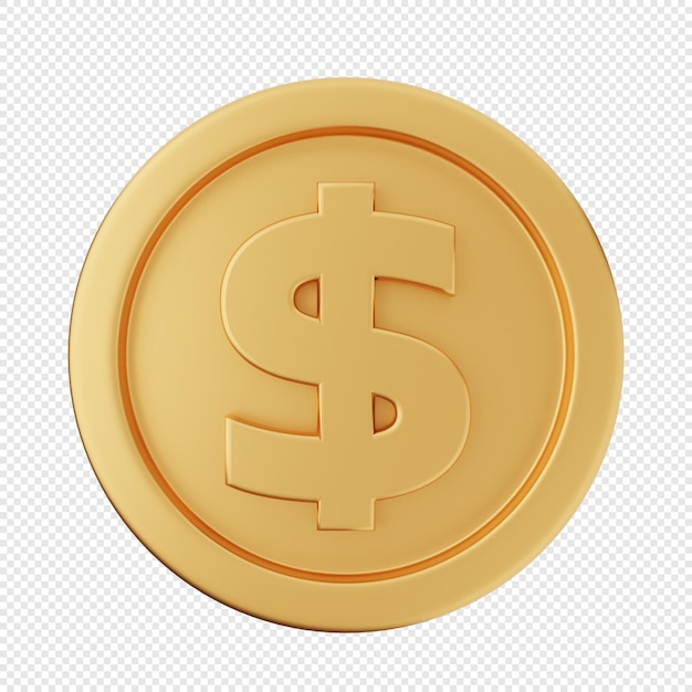 3d moneda dólar dinero oro icono ilustración render