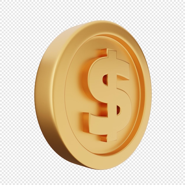 3d moneda dólar dinero oro icono ilustración render
