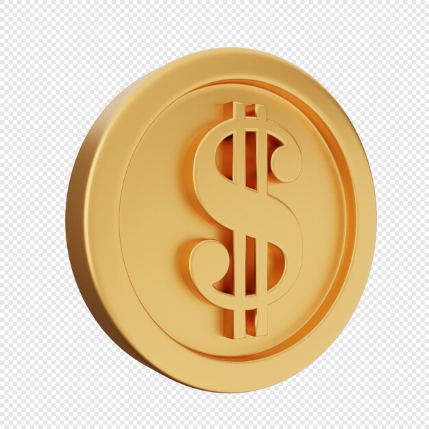 3d moneda dólar dinero oro icono ilustración render