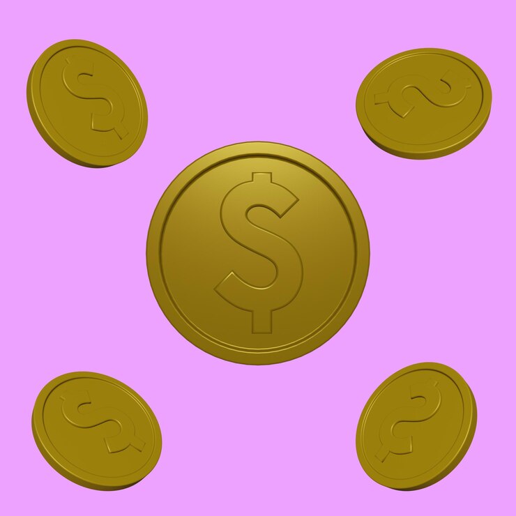 PSD 3d money coins
