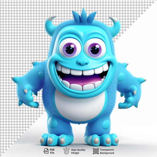 PSD 3d-monster-charakter-avatar auf durchsichtigem hintergrund