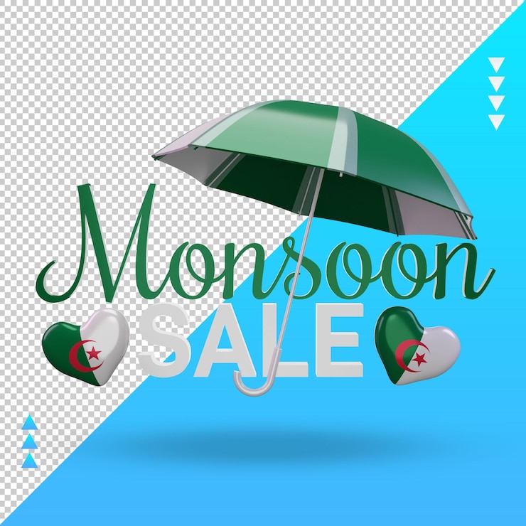PSD 3d monzón venta argelia bandera renderizado vista frontal