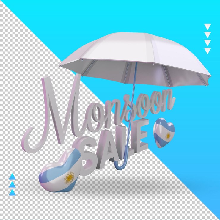 PSD 3d monzón venta argentina bandera renderizado vista izquierda