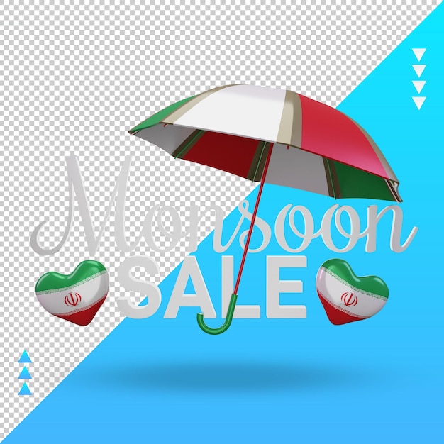 3d monzón venta irán bandera renderizado vista frontal