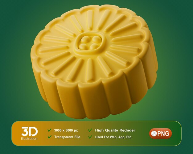 PSD 3d mooncake fruta y comida 3d ilustración