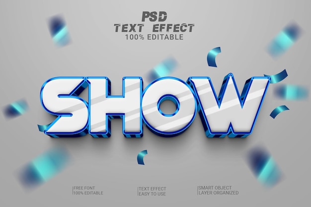 PSD 3d mostrar estilo de efecto de texto psd editable