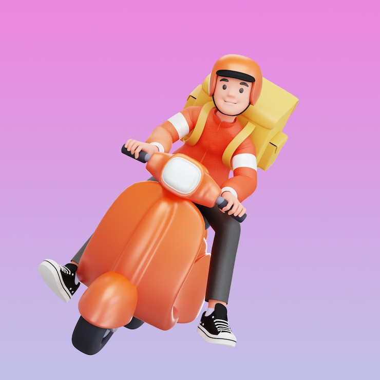 PSD 3d motociclista mensageiro