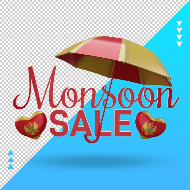 3d mousson vente drapeau Monténégro rendu vue de face