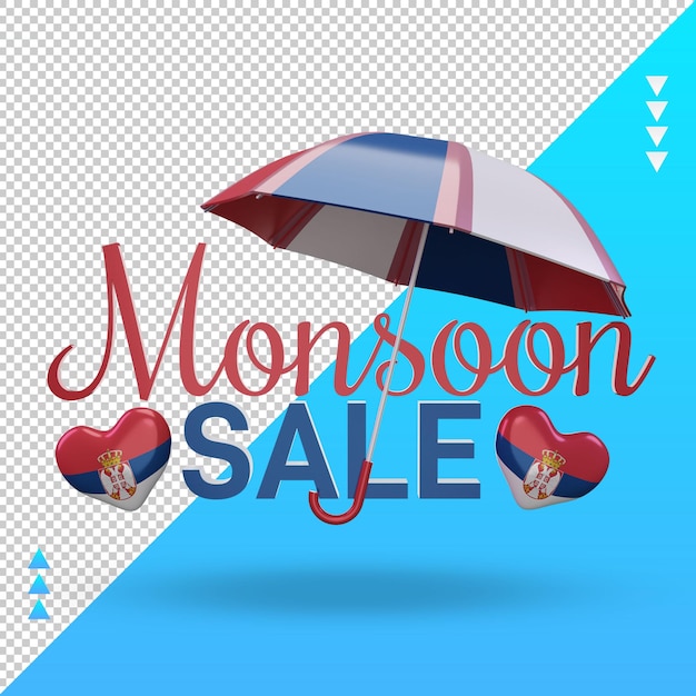 3d mousson vente drapeau serbie rendu vue de face