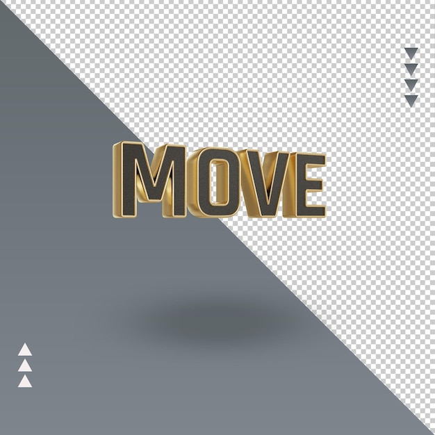 3d mover icono de oro negro renderizado vista izquierda