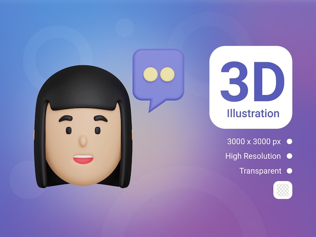 3d mujer chateando icono