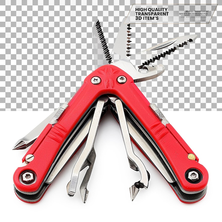 PSD 3d-multitool ein kompaktes werkzeug mit mehreren funktionen auf transparentem hintergrund 5151