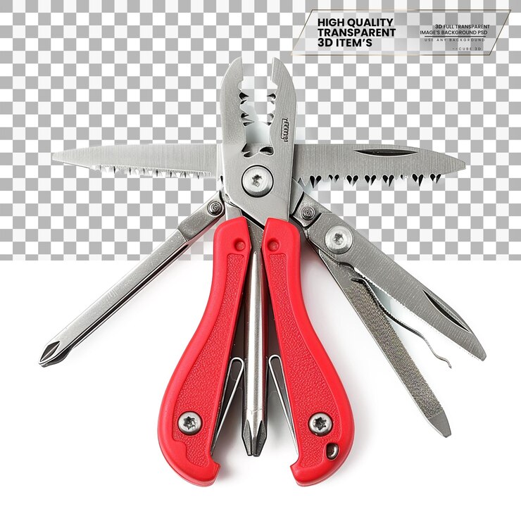 PSD 3d multitool una herramienta compacta con múltiples funciones en un fondo transparente 5151