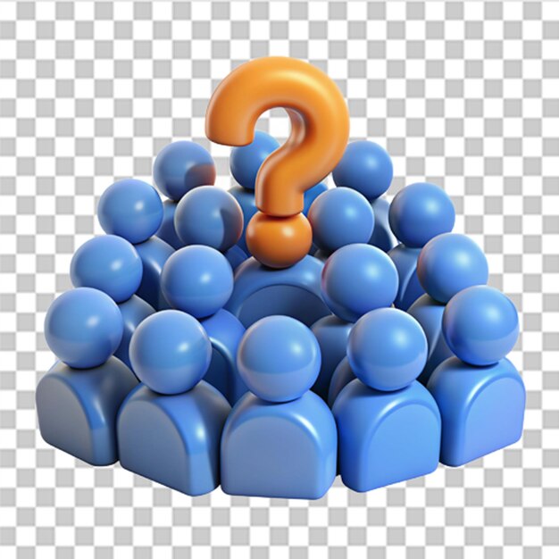 3D multitud de personas con signo de interrogación elección concepto de resolución de problemas apoyo o inspección vector de moda y moderno en estilo 3D