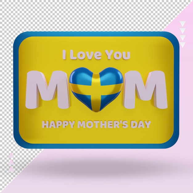 3D Muttertag Schweden Flagge Rendering Vorderansicht