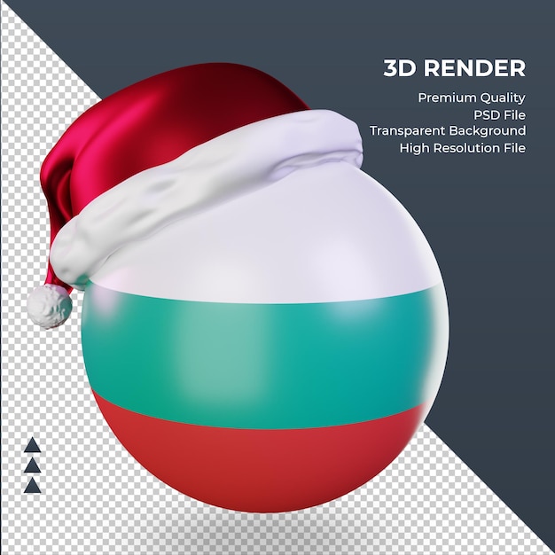 PSD 3d natal papai noel boné bandeira da bulgária renderizando vista direita