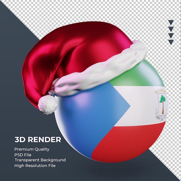 PSD 3d natal papai noel boné bandeira da guiné equatorial renderizando vista esquerda