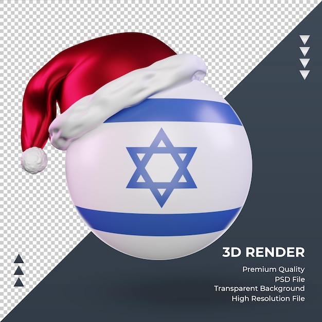 3d natal papai noel boné bandeira de israel renderização vista frontal