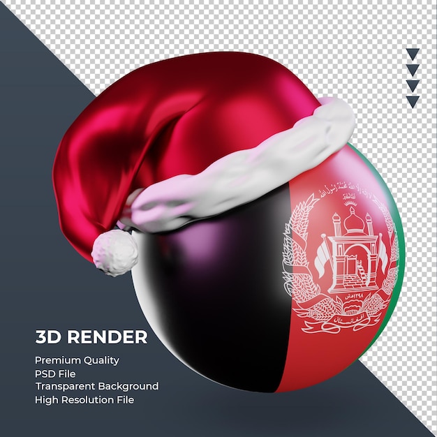 PSD 3d natal papai noel boné bandeira do afeganistão renderizando vista esquerda