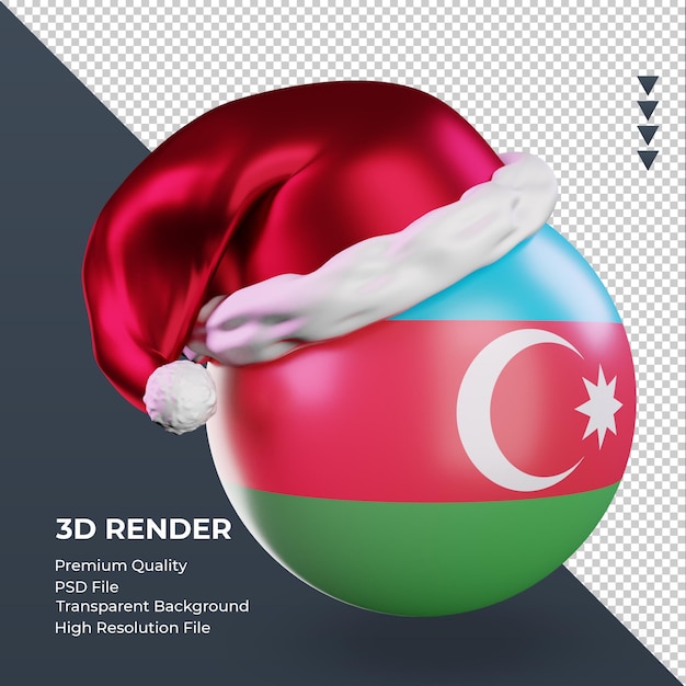 3d natal papai noel boné bandeira do azerbaijão renderizando vista esquerda