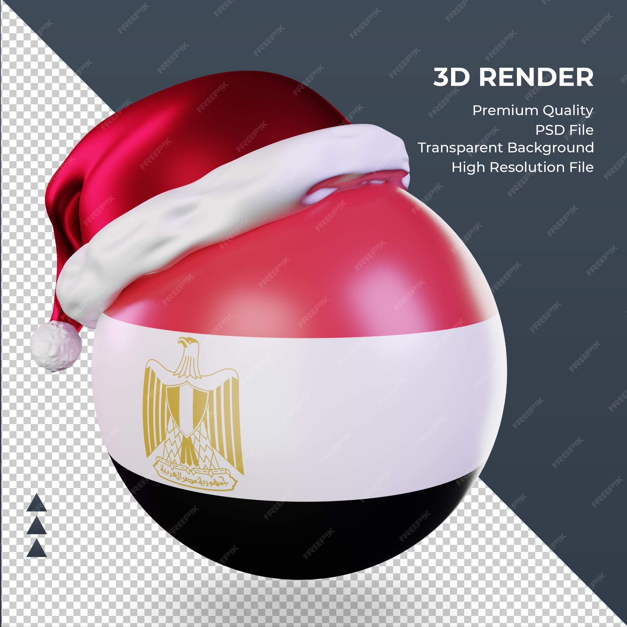 3d natal papai noel boné bandeira do egito renderizando vista direita | PSD Premium 3d natal papai noel boné bandeira do egito renderizando vista direita | PSD Premium