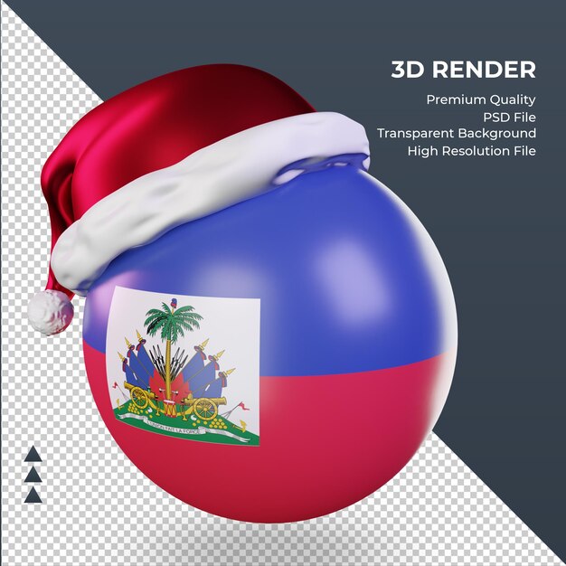 PSD 3d natal papai noel boné bandeira do haiti renderizando vista correta