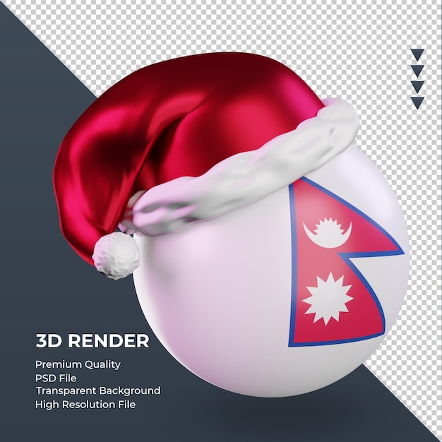 3d natal papai noel boné bandeira do nepal renderizando vista esquerda