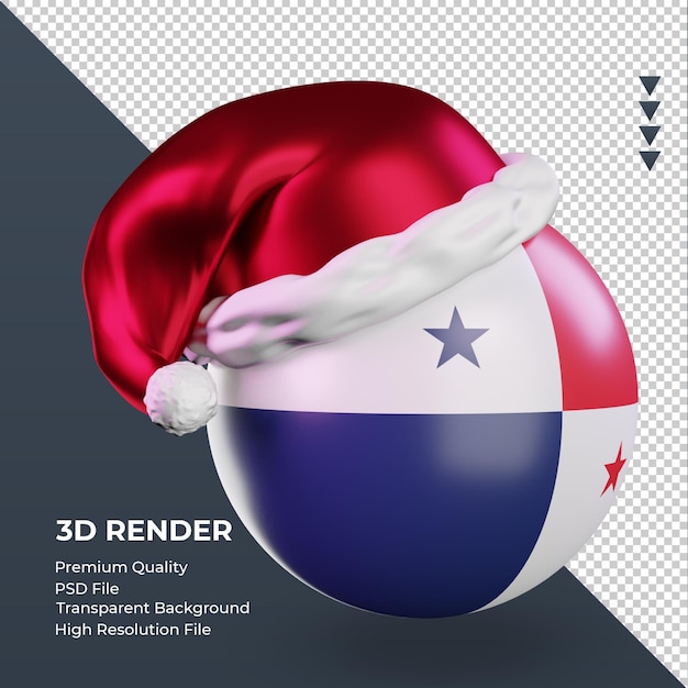 PSD 3d natal papai noel boné bandeira do panamá renderizando vista esquerda