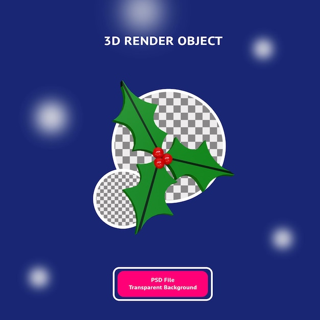 PSD 3d navidad deja illustartion objeto renderizado fondo transparente