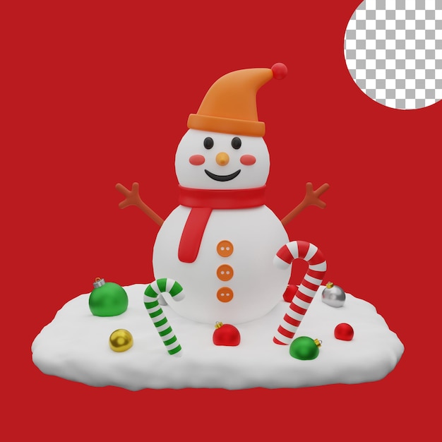 3d navidad nieve snowoman bolas icono activos ilustración aislada de alta calidad