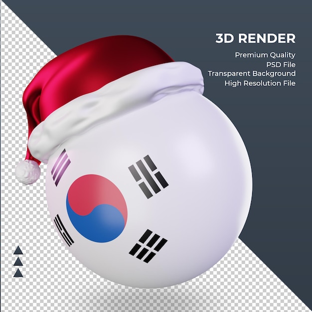 PSD 3d navidad santa claus cap bandera de corea del sur representación derecha vista