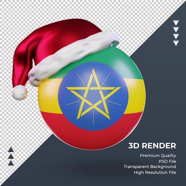 3d navidad santa claus cap bandera de etiopía renderizado vista frontal