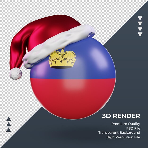 3d navidad santa claus cap bandera de liechtenstein renderizado vista frontal