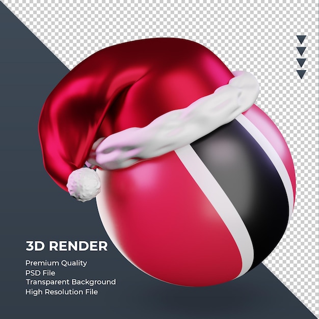3d navidad santa claus cap bandera de trinidad y tobago renderizado vista izquierda