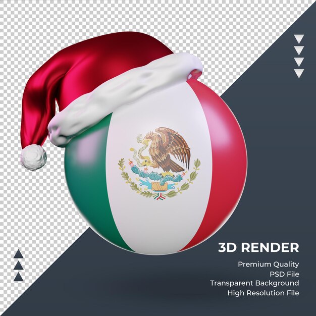 3d, navidad, santa claus, cap, méxico, bandera, interpretación, vista delantera