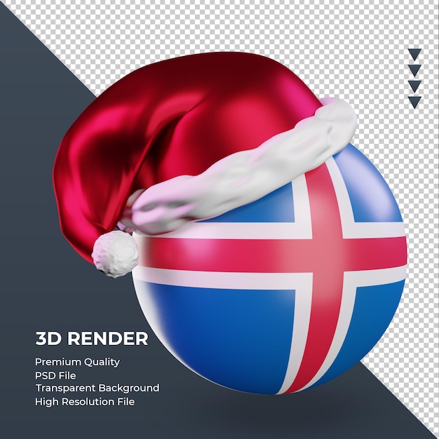 3d, navidad, santa claus, gorra, islandia, bandera, interpretación, izquierda, vista