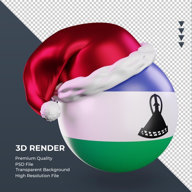 PSD 3d, navidad, santa claus, gorra, lesotho, bandera, interpretación, izquierda, vista