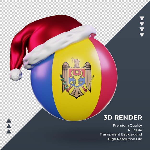 3d, navidad, santa claus, gorra, moldavia, bandera, interpretación, vista delantera