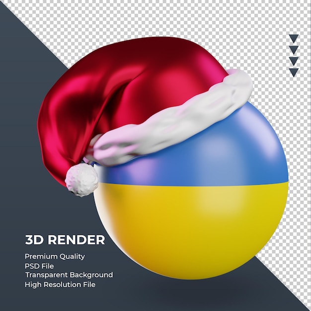 3d, navidad, santa claus, gorra, ucrania, bandera, interpretación, izquierda, vista