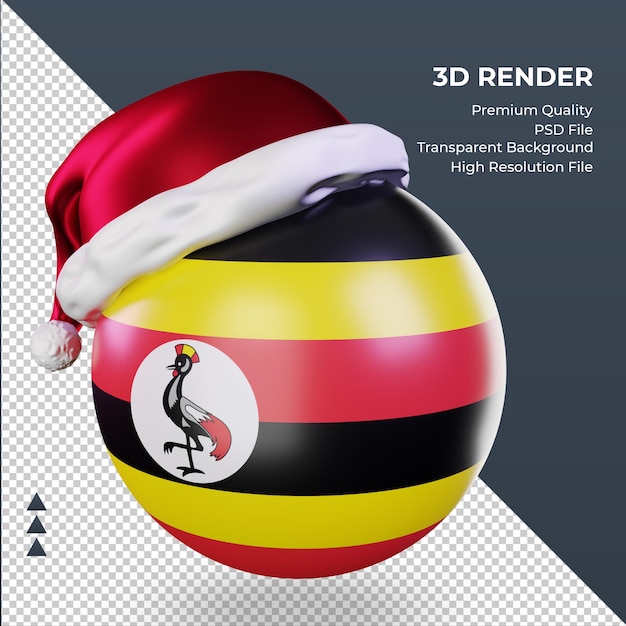 PSD 3d, navidad, santa claus, gorra, uganda, bandera, interpretación, derecho, vista