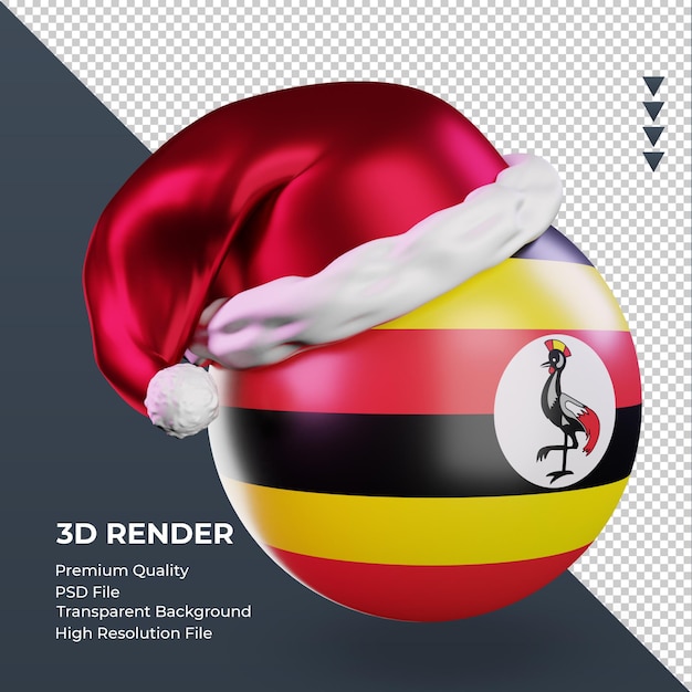 PSD 3d, navidad, santa claus, gorra, uganda, bandera, interpretación, izquierda, vista