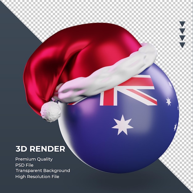 PSD 3d, navidad, santa claus, tapa, australia, bandera, interpretación, izquierda, vista