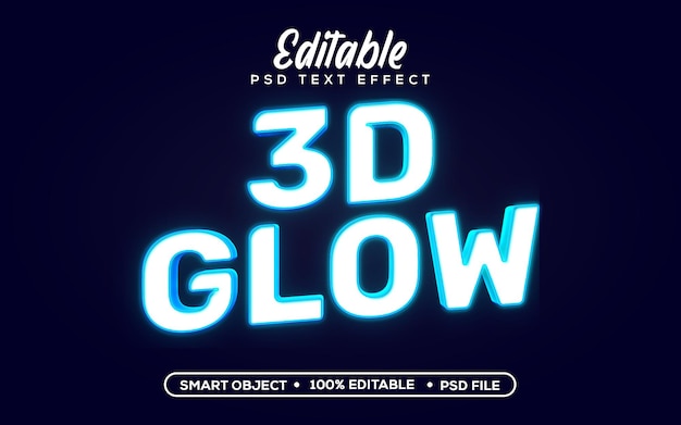 3D-Neon-Blau-Leucht 3D-Text-Effekt