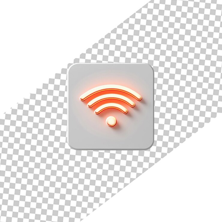 PSD 3d neon wifi icon de señal diseño moderno elemento de la aplicación web luz símbolo del botón naranja