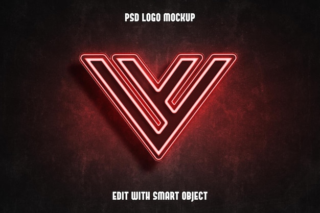 3D-Neonrot-Logo-Mockup