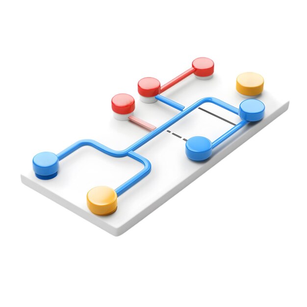 3D-Netzwerkdiagramm-Symbol farbenfrohe Knotenverbindungsgrafik für Data Flow Process Mapping und Tech