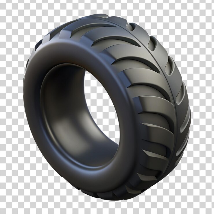 PSD 3d neumático negro aislado sobre un fondo transparente