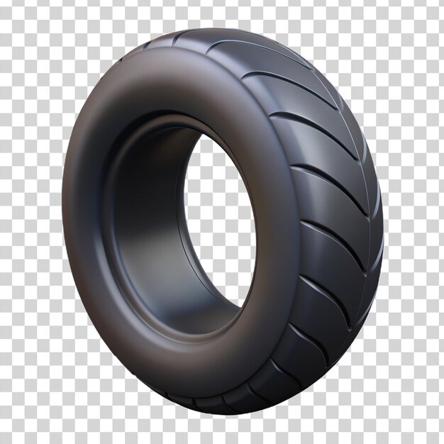 3d neumático negro aislado sobre un fondo transparente