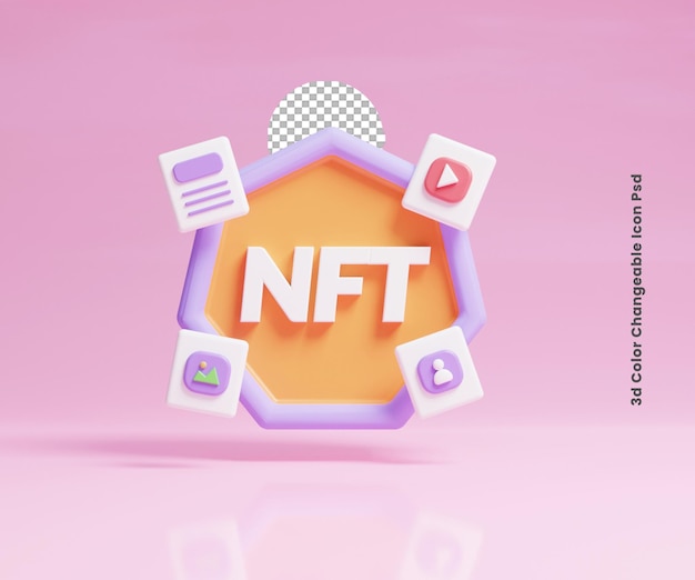 3D-NFT-Konzept-UI-Symbol oder digitales NFT-Konzept-Symbol