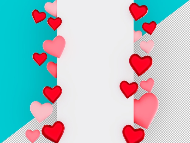3d niedliche Valentinstag-Verkaufs-Promo-Fahnenkarte mit dekorativem Herzen